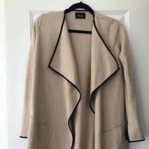 Cream Cardigan with Faux leather trim